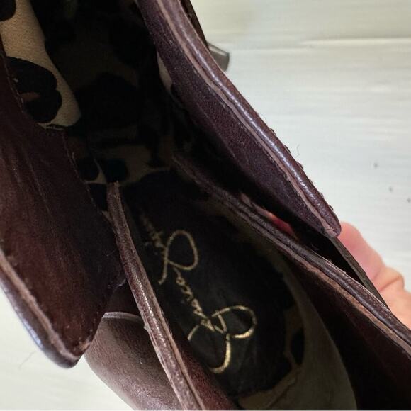 Jessica Simpson Meri boots heeled brown booties size 7.5 leather upper - Picture 9 of 9